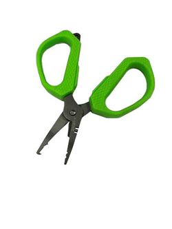 Alicates tijera Akami AKS-02 de acero inoxidable y titanio – 12 cm – Corta trenzado, prensa tubitos y abre llaveros – Mango plegable TPR