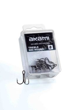 Anzuelos triples Akami Treble BNI Round de carbono negro níquel ultra afilados (blíster 10 uds)