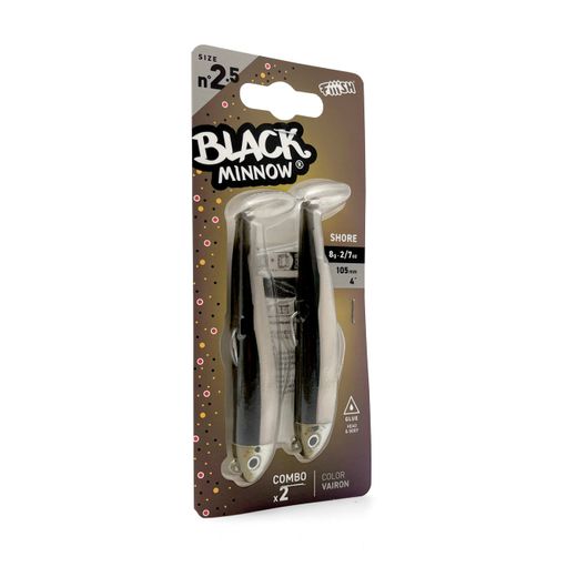 Black Minnow 105 Combo Doble – 105 mm / 8 g Shore + 16 g Offshore – Vinilo Fiiish Nº 2.5 con cabeza articulada y montaje PH2S