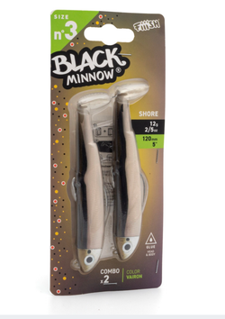 Black Minnow 120 – Doble Combo Shore 12 g (120 mm), color Vairon – 2 señuelos pre-montados