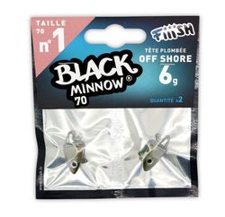 Black Minnow 70 – 2 Off Shore Jig Head 6 g (70 mm), color Khaki – Cabezales plomados para montaje vinilo