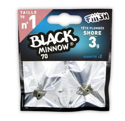 Black Minnow 70 – 2 Shore Jig Head 3 g (70 mm), color Khaki – Cabezas plomadas para vinilo