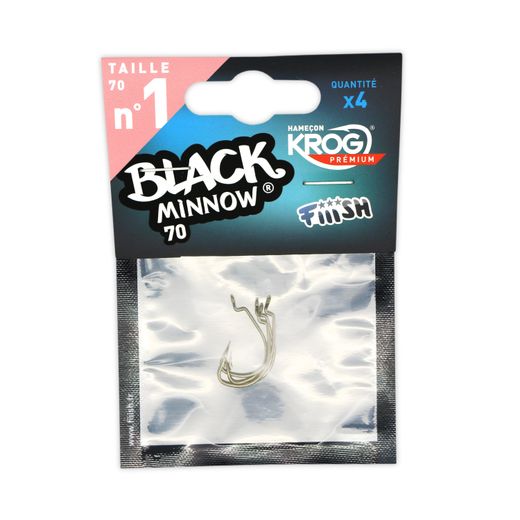 Black Minnow 70 – 4 Hook Krog Premium VMC – Anzuelos para vinilos Fiiish