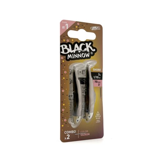 Black Minnow 70 – Doble Combo Especial Trucha Shore 3 g (70 mm), color Vairon – 2 señuelos pre-montados