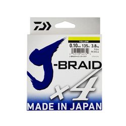 Trenzado Daiwa J-Braid 4B Amarillo 135 m – 4 hebras japonesas – Alta resistencia y control visual
