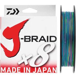Trenzado Daiwa J-Braid 8 Multicolor 300 m – 8 hebras japonesas – Cambio de color cada 10 m – Alta suavidad y resistencia