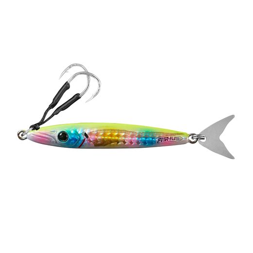 Señuelo vertical Fishus by Lurenzo Espejig – Jig metálico con cola de acero inoxidable – Acción rápida y destellos hipnóticos