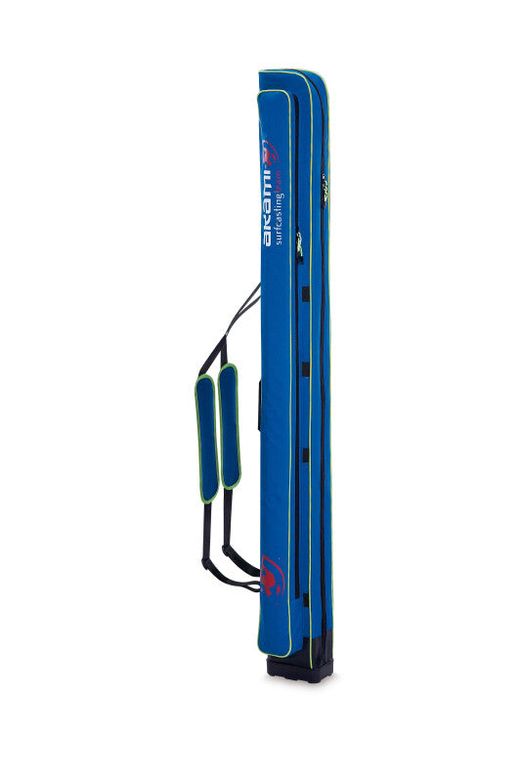Funda de surfcasting Akami AKRB13 reforzada para 4 cañas con bolsillo exterior para soportes – Cremalleras extrafuertes y tirantes acolchados – 161×18+16 cm