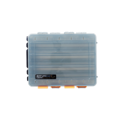 Savage Gear Lurebox 2 Sided Smoke 20.5 × 17 × 4.8 cm – Caja doble estanca para señuelos con sistema de drenaje