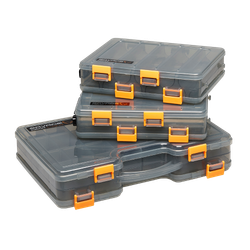 Savage Gear Lurebox 2 Sided Smoke 20.5 × 17 × 4.8 cm – Caja doble estanca para señuelos con sistema de drenaje