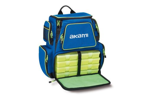 Mochila de pesca MG22BOX rígida con 4 cajas porta accesorios – Hidrofóbica, cremalleras reforzadas y espaldera acolchada – 45×24×49 cm
