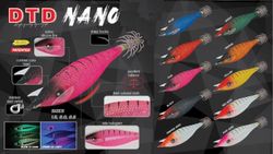 Poteras DTD Nano 1.5 – 55 mm, 5.8 g – Efecto Glow, tela flash UV, aletas de silicona, coronas reforzadas