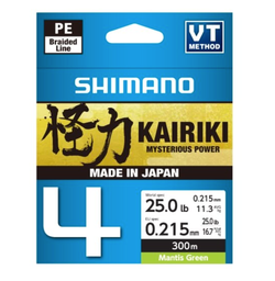 Trenzado Shimano Kairiki 4 300 m – 4 hebras VT Construction – Alta sensibilidad y suavidad – Agua dulce y salada
