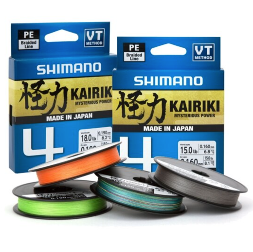 Trenzado Shimano Kairiki 4 300 m – 4 hebras VT Construction – Alta sensibilidad y suavidad – Agua dulce y salada