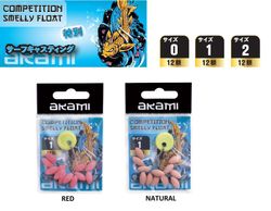 Perlas flotantes Akami Competition Smelly Float ovaladas rojas olorosas para surfcasting (12 uds)
