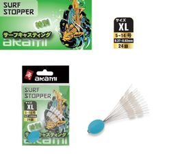 Topes de silicona transparente Akami Surf Stopper para bajos de línea (24 uds, 0,37–0,62 mm)