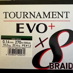 Trenzado Daiwa Tournament 8 Braid EVO+ Verde 270 m – Revestimiento de teflón – Alta resistencia y suavidad en el lance